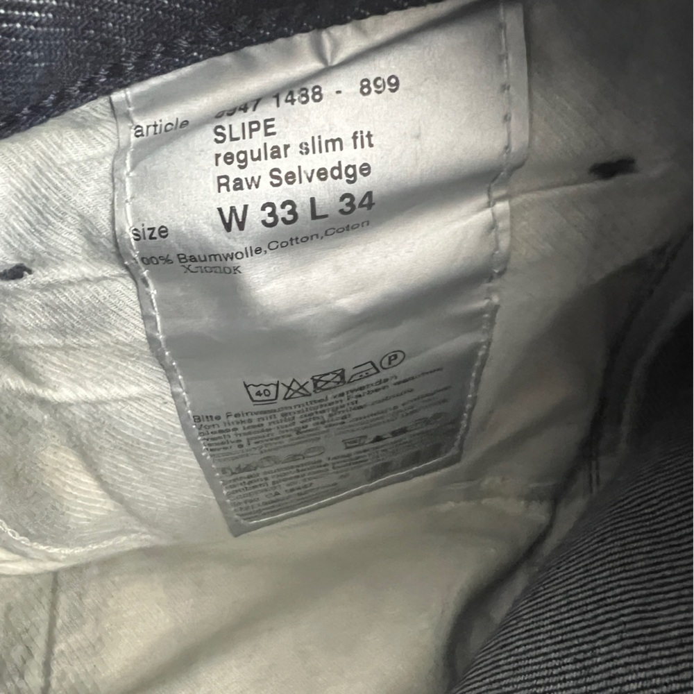 Alberto Slipe Jeans 33x34 Denim Slim-Straight Higher rise Dark Blue Raw Selvedge - Picture 4 of 9